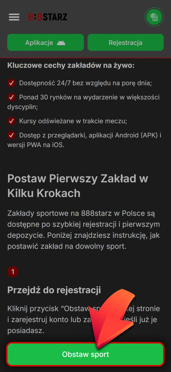 Wypełnij krótki formularz rejestracyjny i utwórz konto w 888starz.