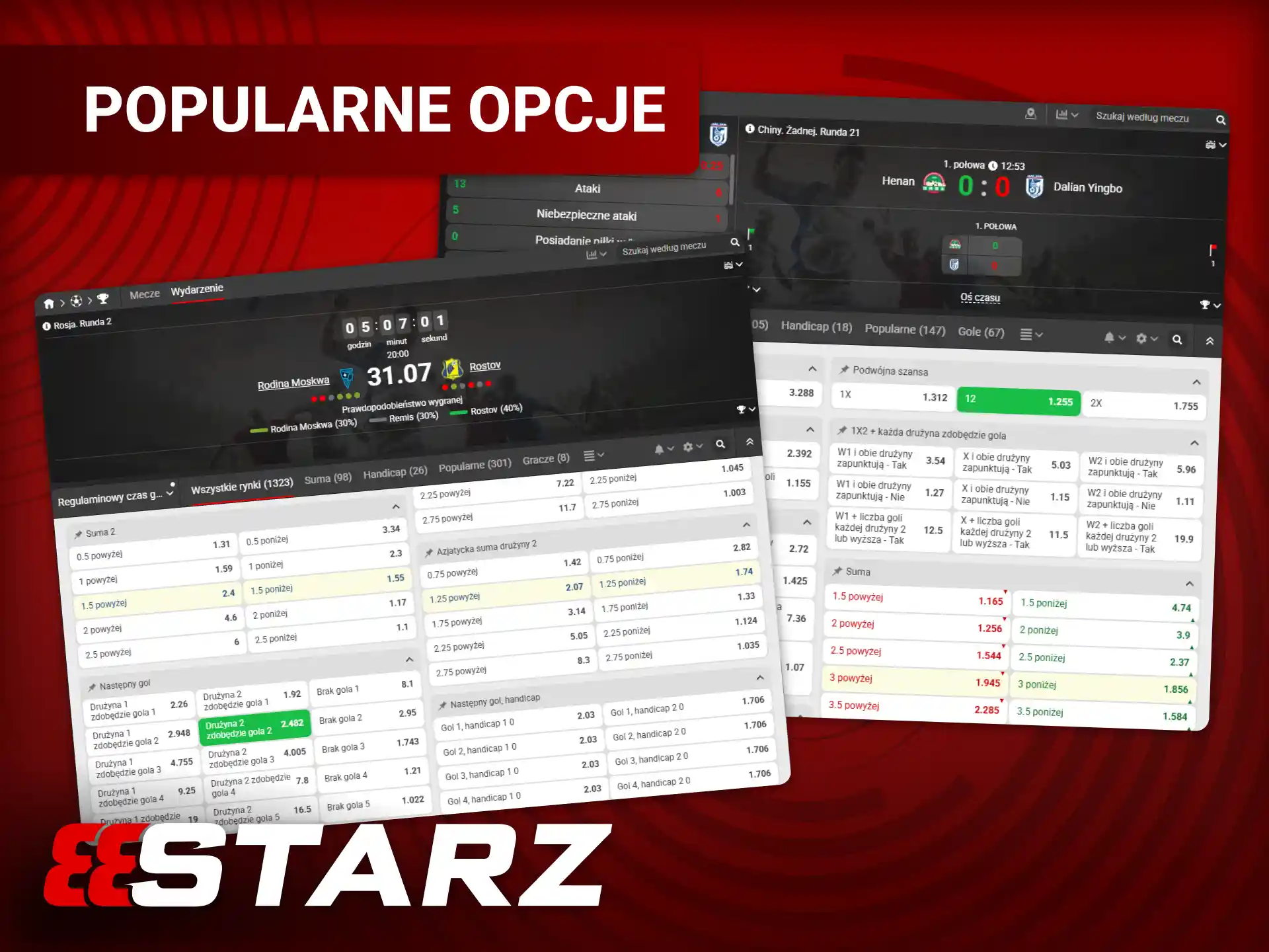 Popularne opcje zakładów w 888starz: handicap, wynik, live betting i rynki specjalne.