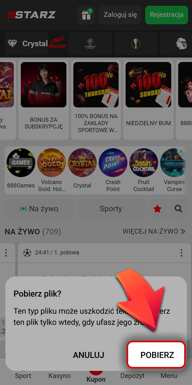 Potwierdź pobranie pliku aplikacji w serwisie 888starz oficjalnym już teraz.