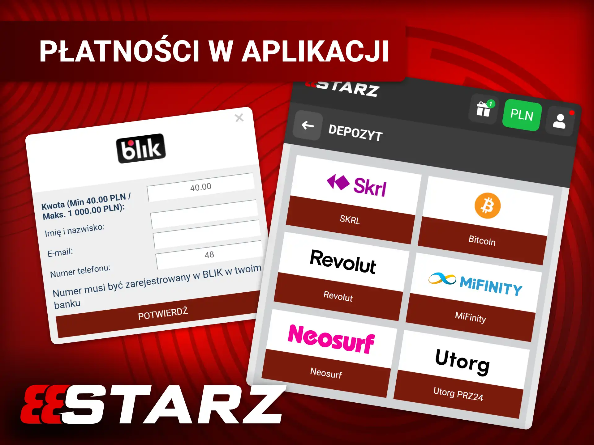 Wybierz wygodną metodę płatności w Polsce 888starz oficjalnej aplikacji mobilnej.