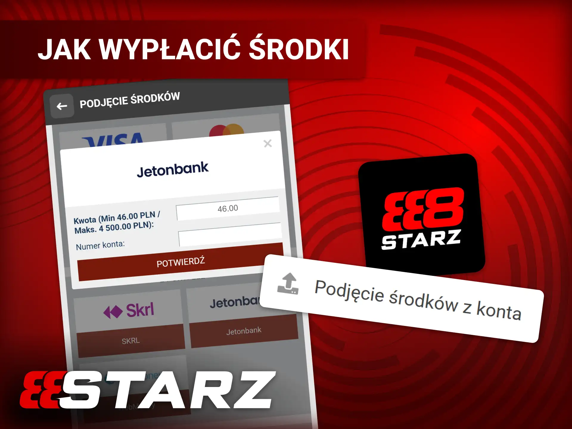 Złóż wniosek o szybką wypłatę środków 888starz oficjalnej aplikacji mobilnej.