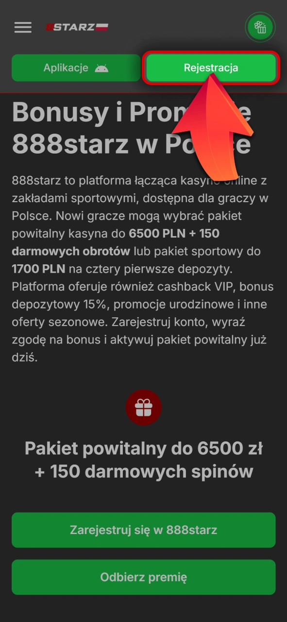 Zarejestruj nowe konto i odbierz bonus na 888starz oficjalnej stronie.