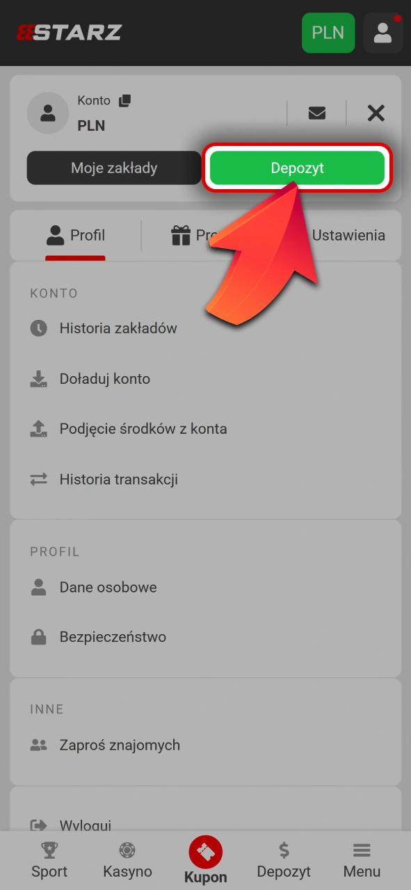 Otwórz zakładkę z kasą na 888starz oficjalnej stronie dla graczy.