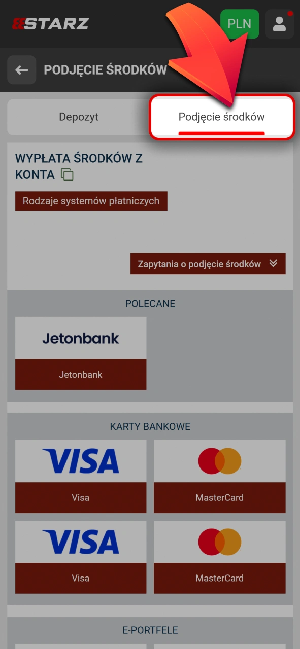 Wybierz metodę wypłaty wygranych na 888starz oficjalnej platformie online.