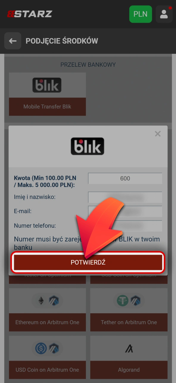 Potwierdź wniosek wypłaty środków z 888starz oficjalnej strony bukmacherskiej online.