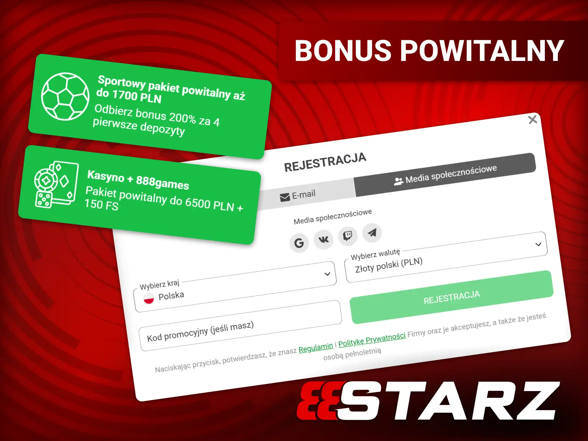 Odbierz duży bonus powitalny na 888starz oficjalnej stronie internetowej bukmachera.
