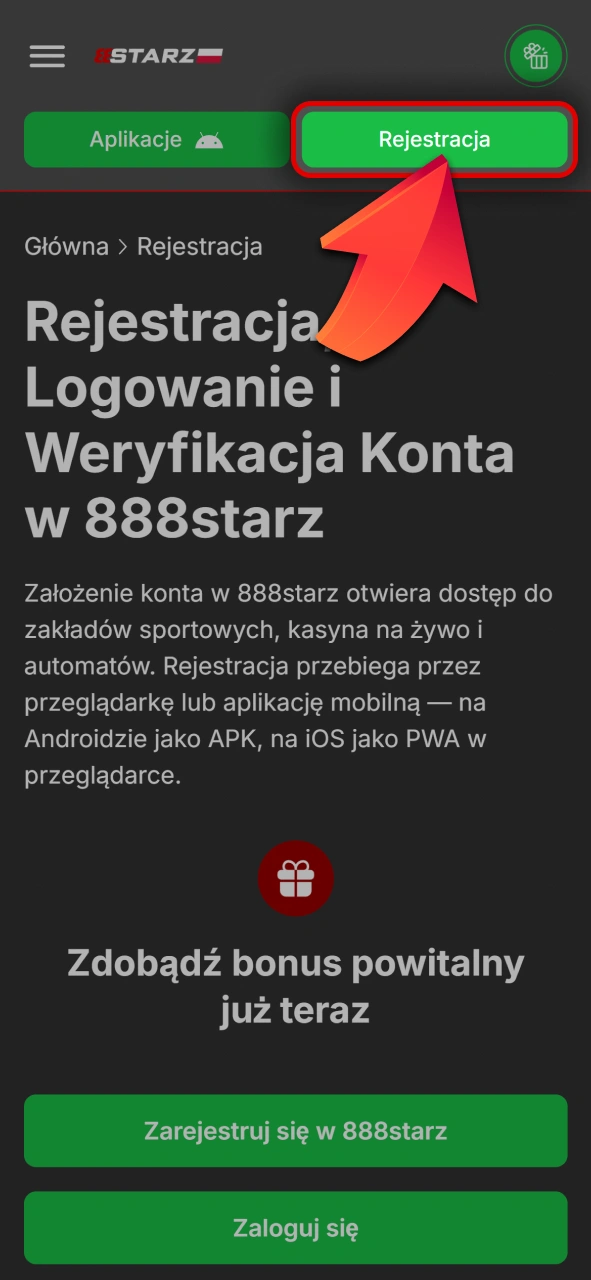 Otwórz formularz nowej rejestracji na 888starz oficjalnej stronie internetowej dzisiaj.