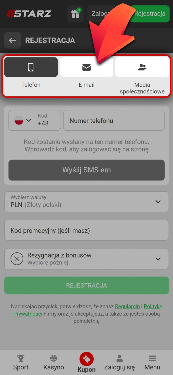 Wybierz najwygodniejszą metodę rejestracji w 888starz oficjalnym serwisie hazardowym online.