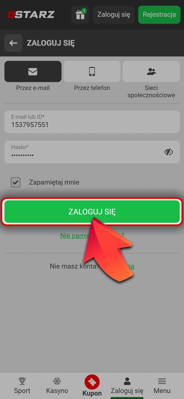 Zaloguj się na konto gracza w 888starz oficjalnym serwisie zakładów.