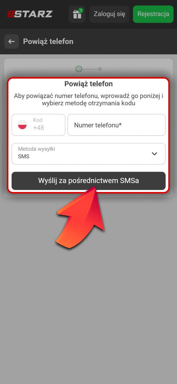 Potwierdź rejestrację profilu gracza w 888starz oficjalnym programie na telefon.