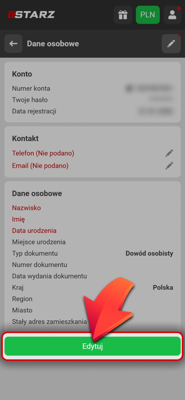 Uzupełnij swoje dane w profilu 888starz oficjalnej aplikacji mobilnej szybko.