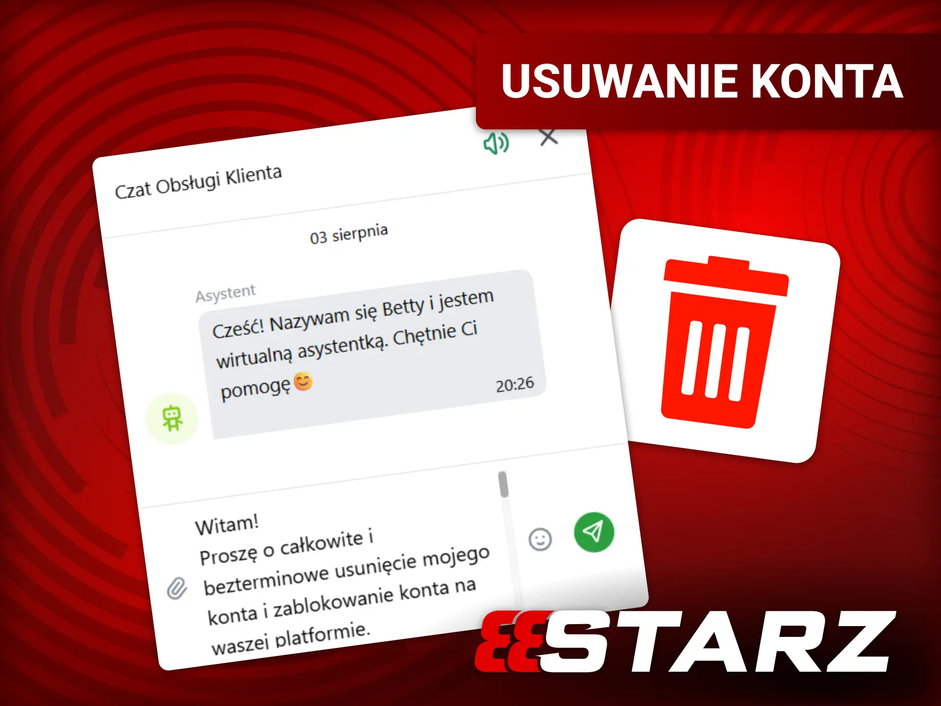 Zamknij konto gracza szybko w 888starz oficjalnym serwisie obsługi klienta.